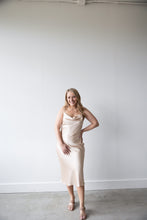 Load image into Gallery viewer, Champagne Cowl Neck Slip Dress
