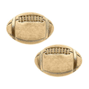 Game Day Football Stud Earrings in Worn Gold