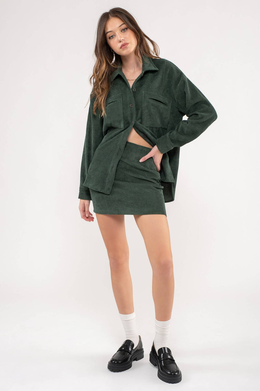 Colby Corduroy Shacket (Pine)