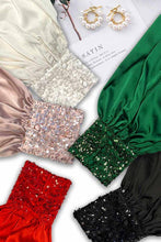 Load image into Gallery viewer, Sequin cuff detail satin blouse top VT81259: M / Blush
