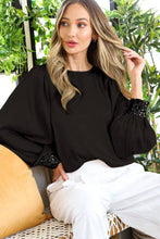Load image into Gallery viewer, Sequin cuff detail satin blouse top VT81259: L / Blush
