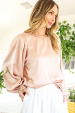 Load image into Gallery viewer, Sequin cuff detail satin blouse top VT81259: L / Blush
