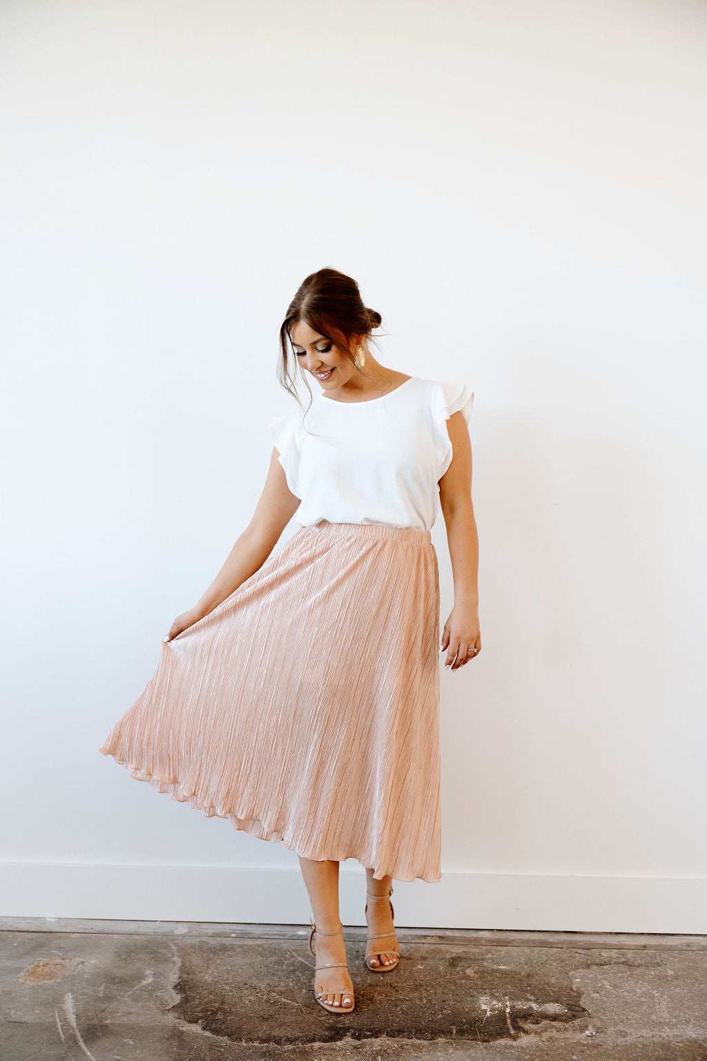 Blush Merrow Edge Pleated Skirt